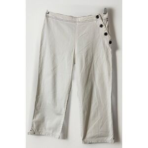 Saint James White Nautical Wide Leg Cropped Pants Women's Size 12 30x24
